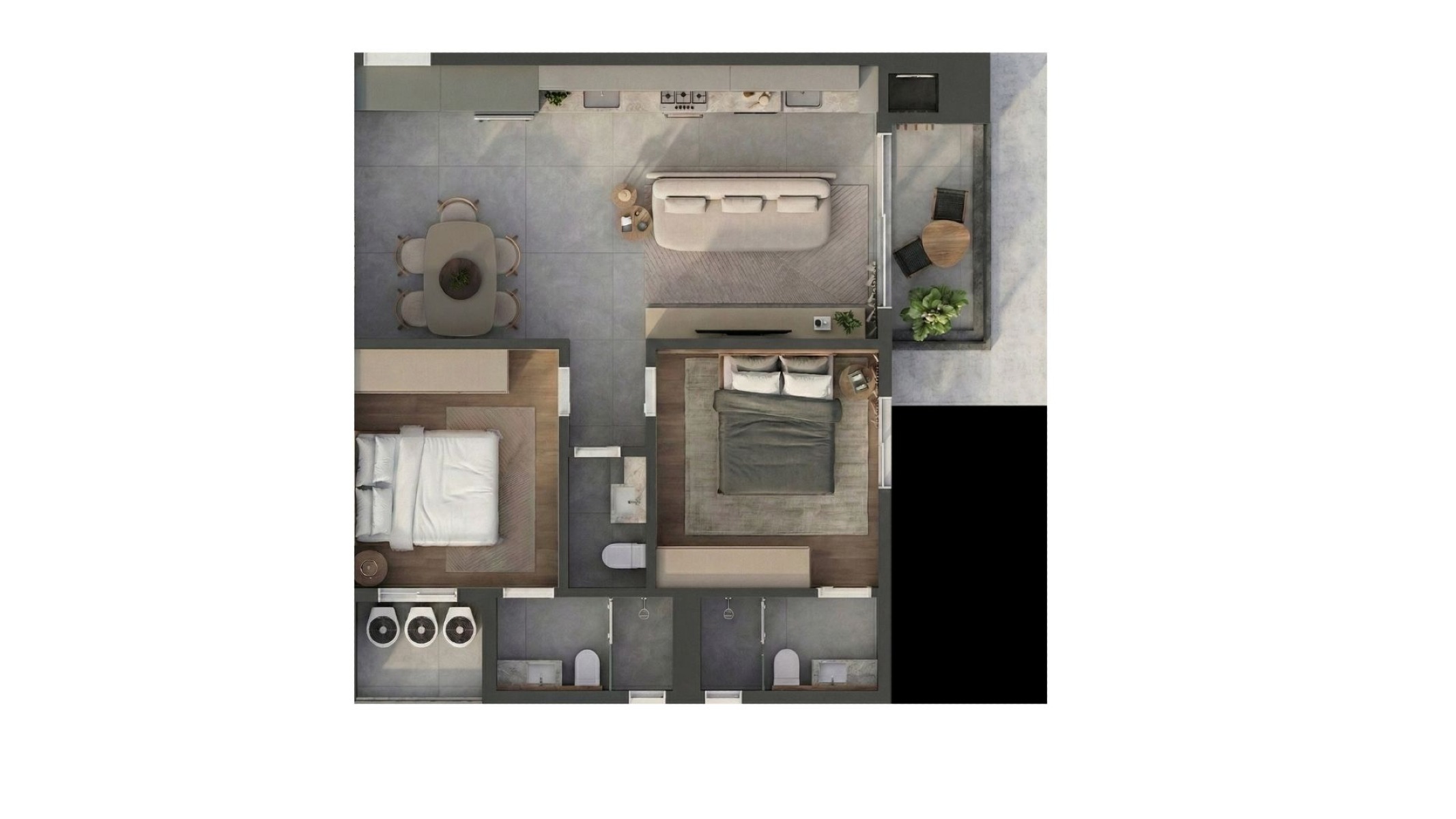 Apartamento com 2 Dormitórios no West Line no Bairro Fazenda em Itajaí - Planta