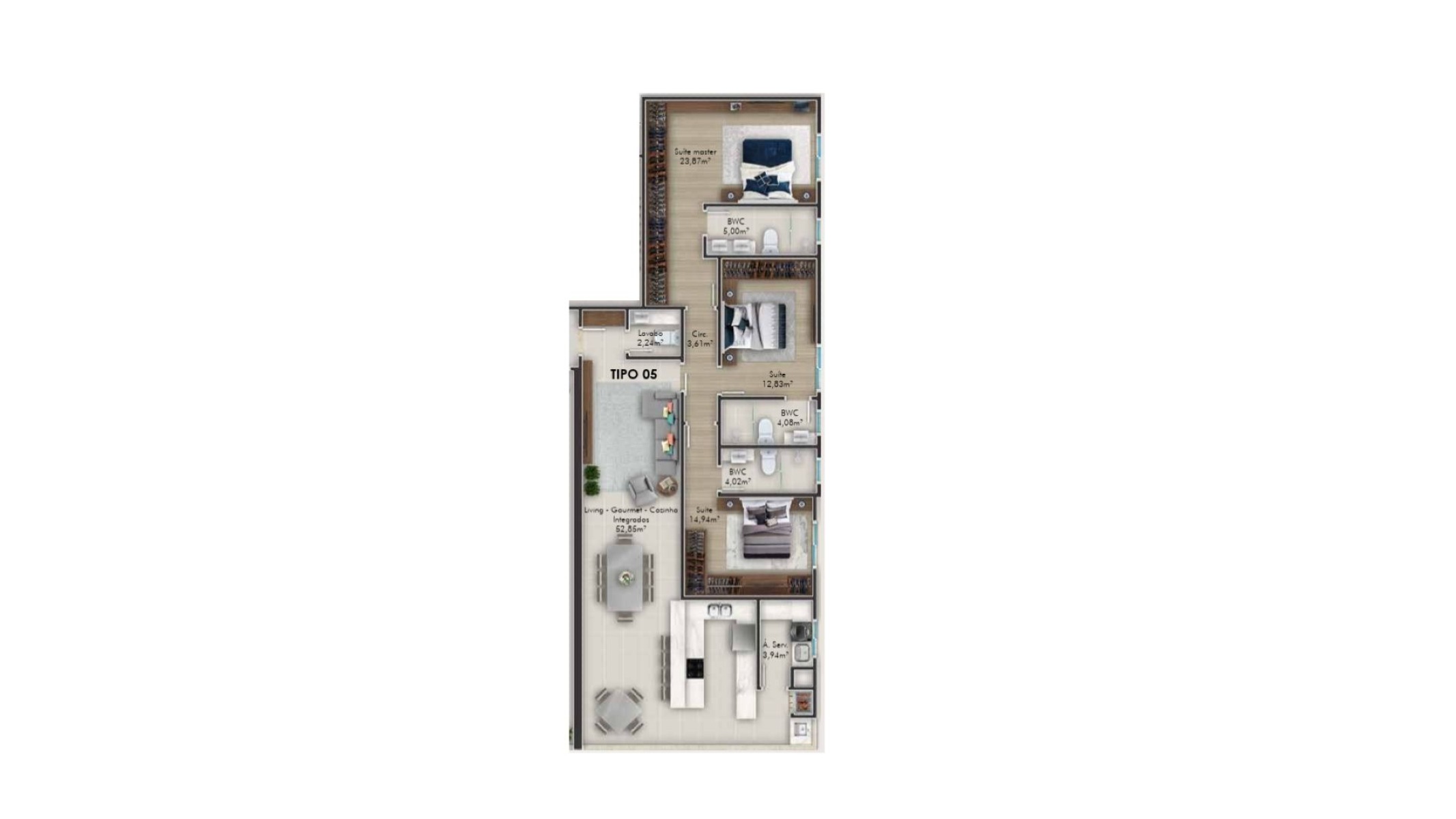 Apartamento com 145m², 3 Suítes no Freeport Residence em Balneário Perequê, Porto Belo - Planta