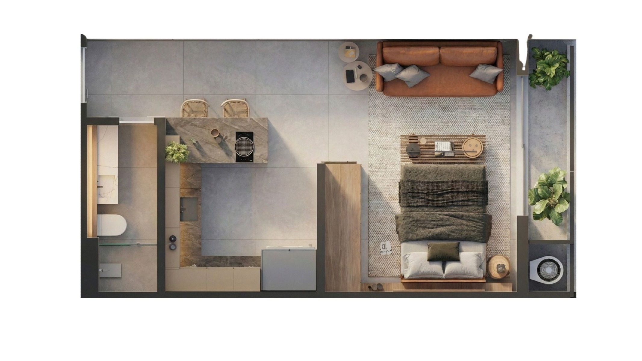 Studio com 1 Dormitório no West Line no Bairro Fazenda em Itajaí - Planta