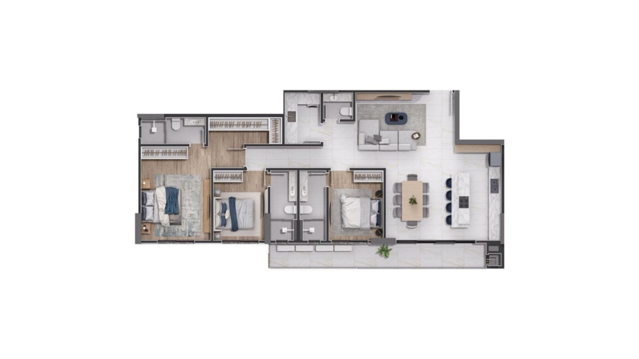 Apartamento com 3 suítes no Edifício Coastline na Praia Brava em Itajaí - Planta