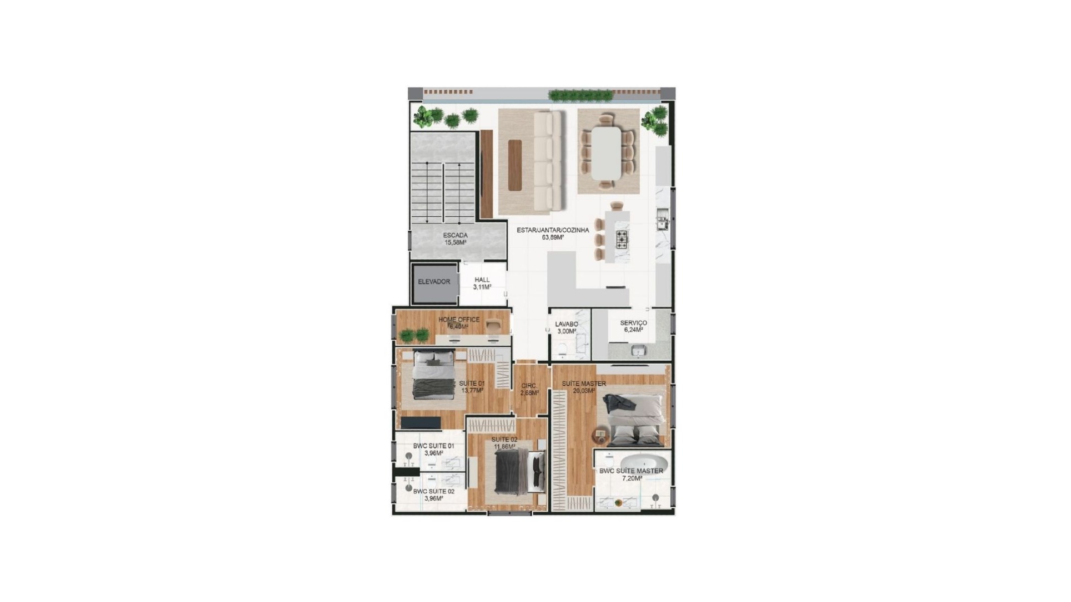 Apartamento com 3 suítes no In Exclusive Home na Praia Brava em Itajaí - Planta
