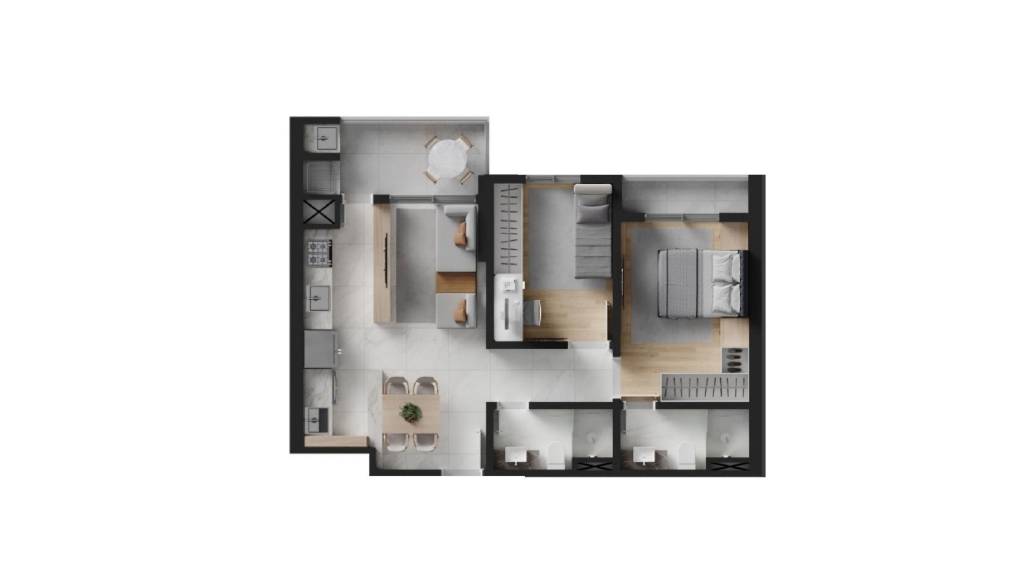 Apartamento com 2 Dormitórios no Edifício Habitah na Praia Brava, Itajaí - Planta