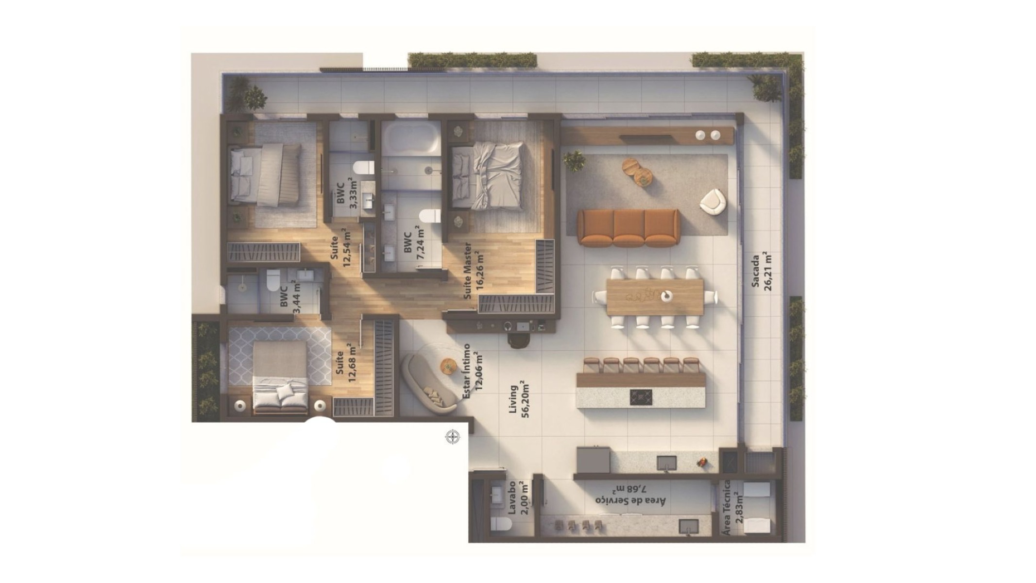 Apartamento com 3 Suítes no Aura Living Home na Praia Brava em Itajaí - Planta