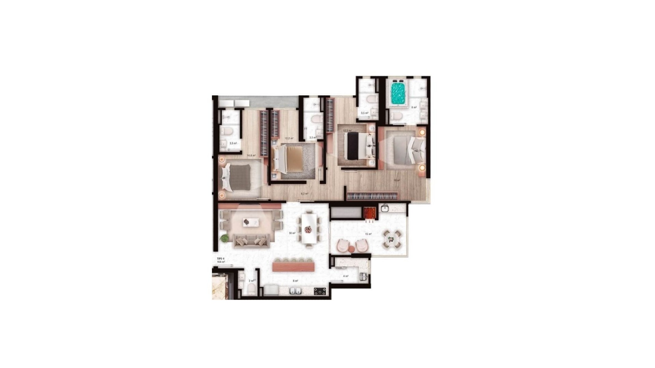 Apartamento com 4 Suítes no Edifício La Rocca no Centro, Itapema - Planta