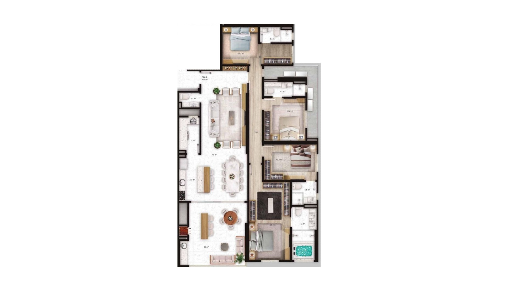 Apartamento à Venda com 206m², 4 Suítes no Edifício La Rocca no Centro de Itapema  - Planta