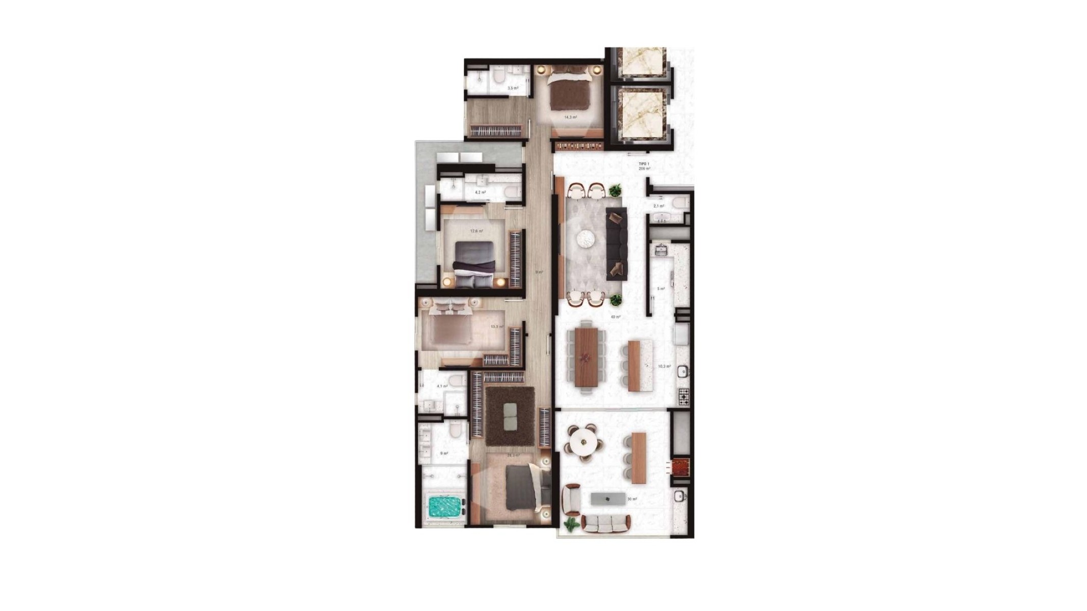 Apartamento com 4 Suítes no Edifício La Rocca, Centro de Itapema - Planta