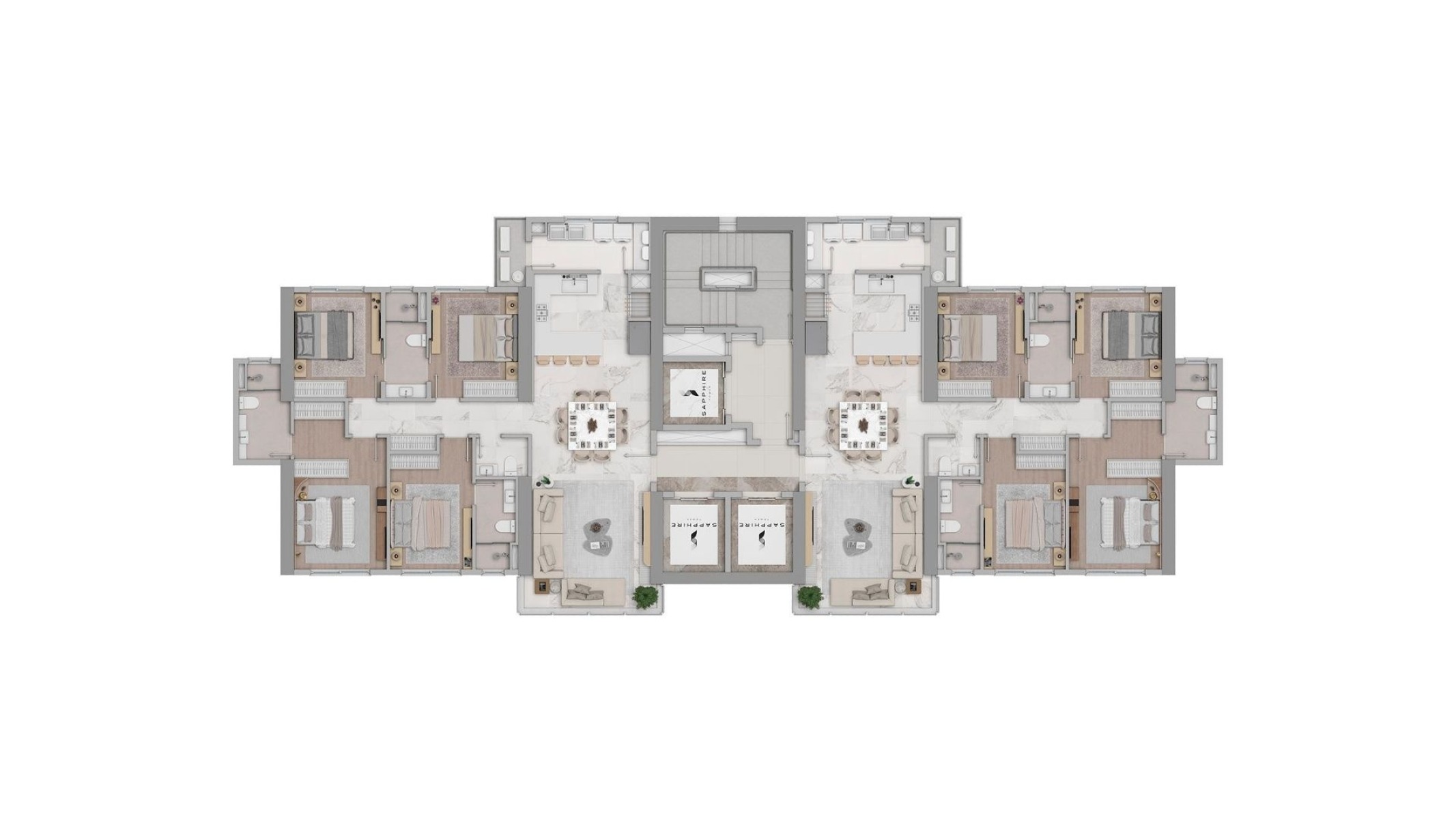 Apartamento com 4 Quartos no Sapphire Tower no Centro de Balneário Camboriú - Planta
