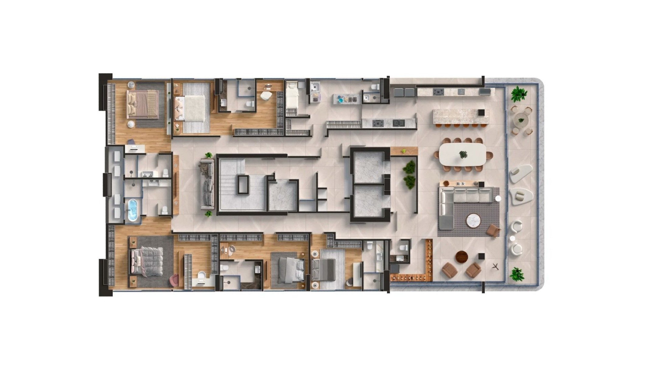 Penthouse com 6 quartos no Edifício Edify One na Meia Praia em Itapema - Planta