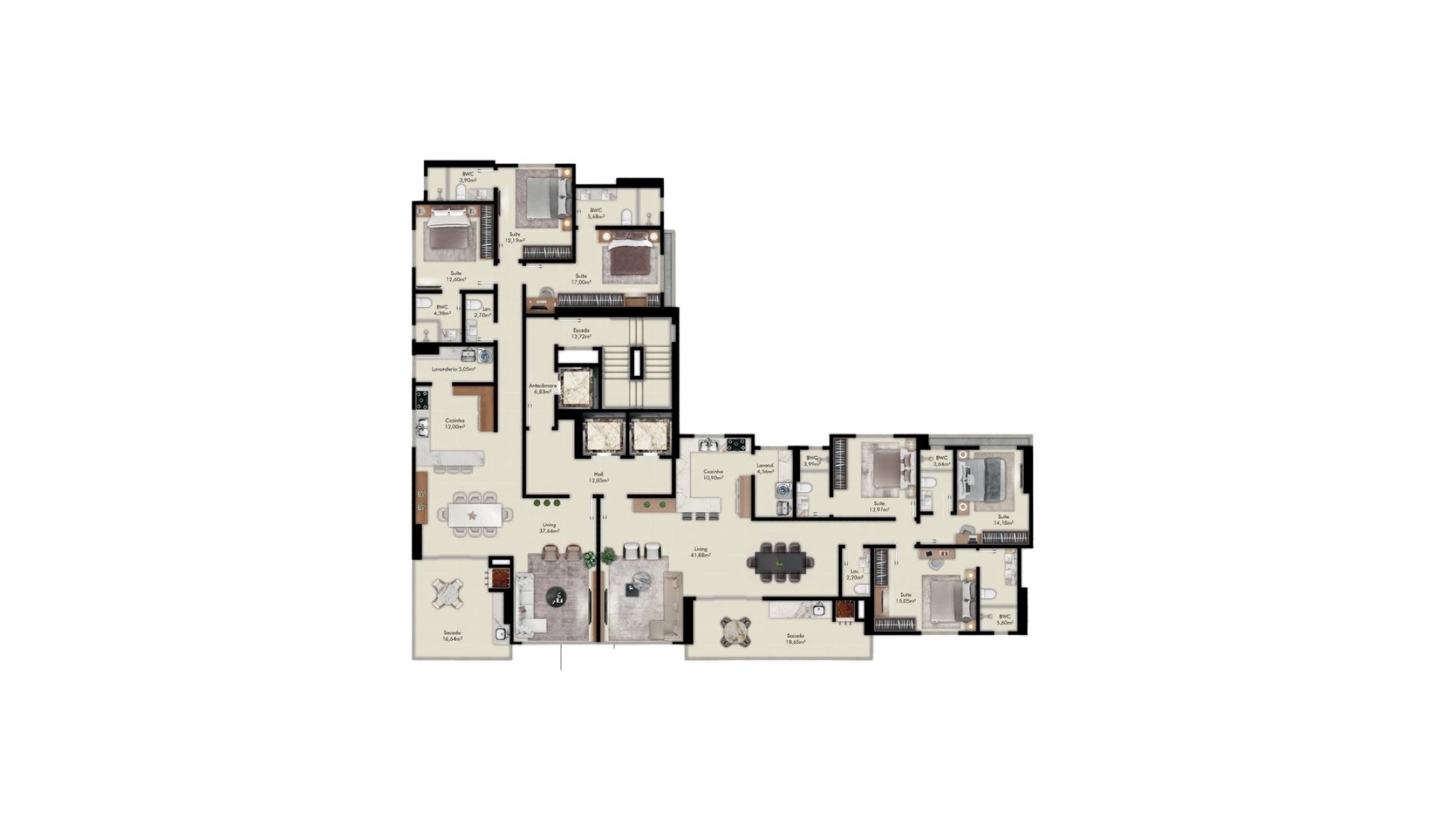 Apartamento com 3 suítes no Edifício Cosmopolitan na Meia Praia Itapema - Planta