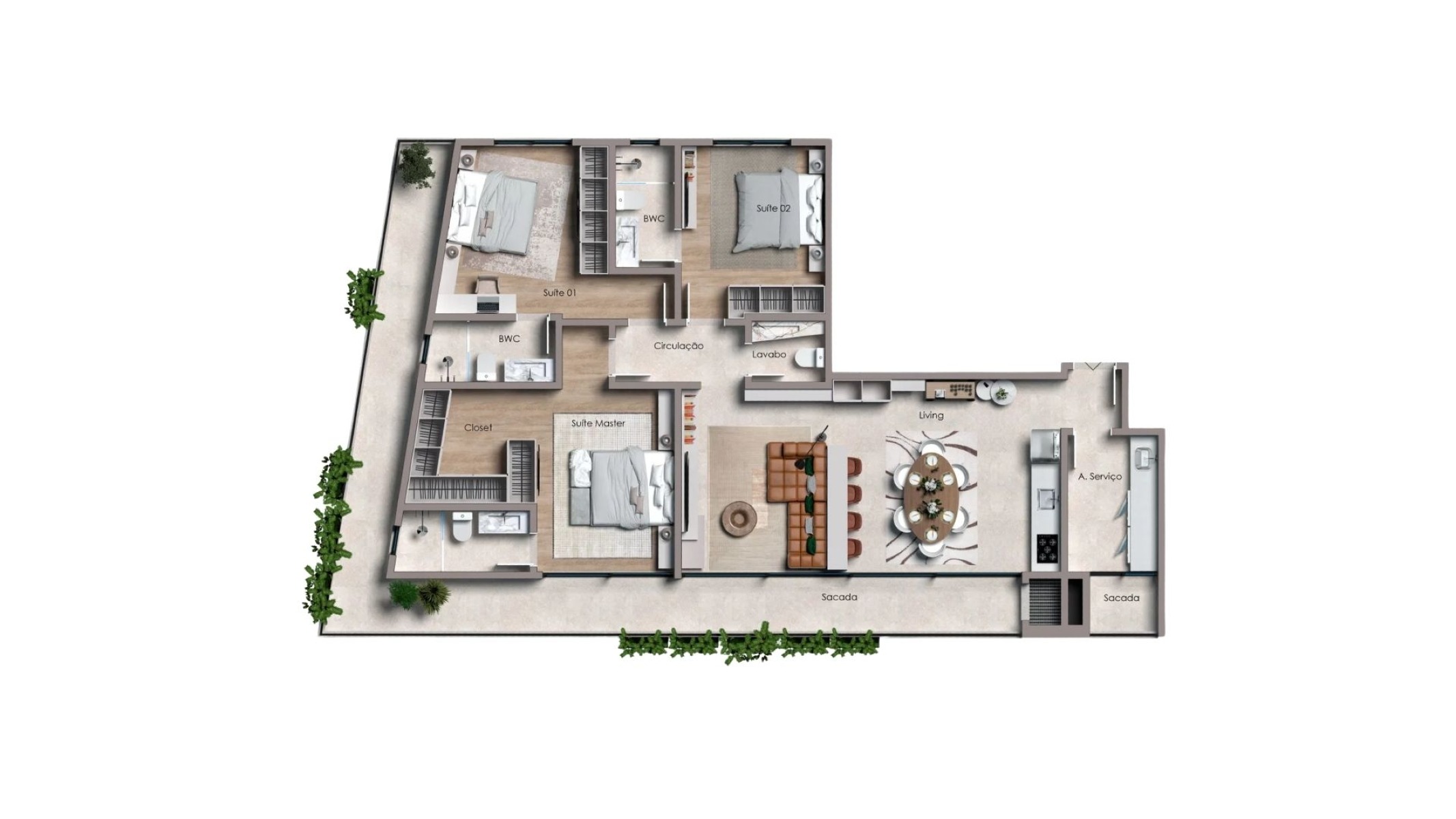 Apartamento com 3 Suítes no Jardins Palace em Cabeçudas, Itajaí - Planta