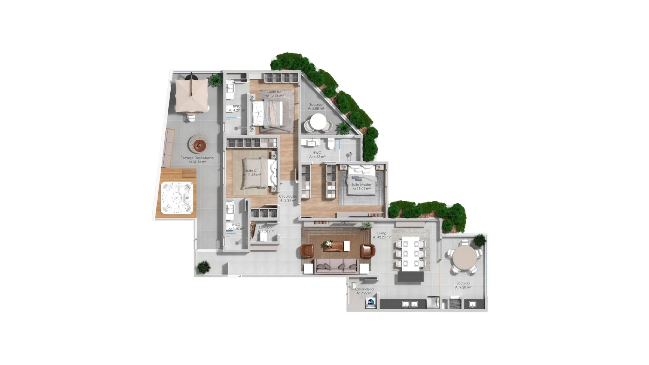 Apartamento com 3 Suítes no Unic View em Cabeçudas, Itajaí - Planta