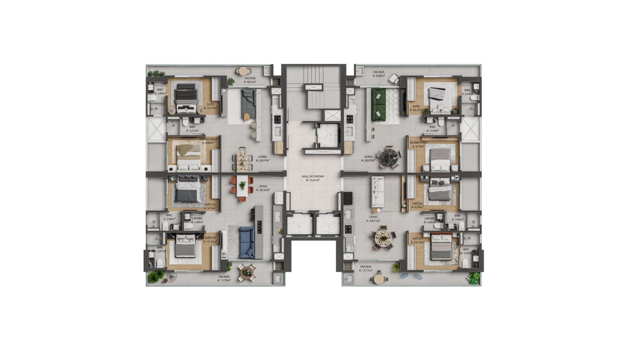 Apartamento com 2 dormitórios no Edifício Brava Park na Praia Brava em Itajaí - Planta