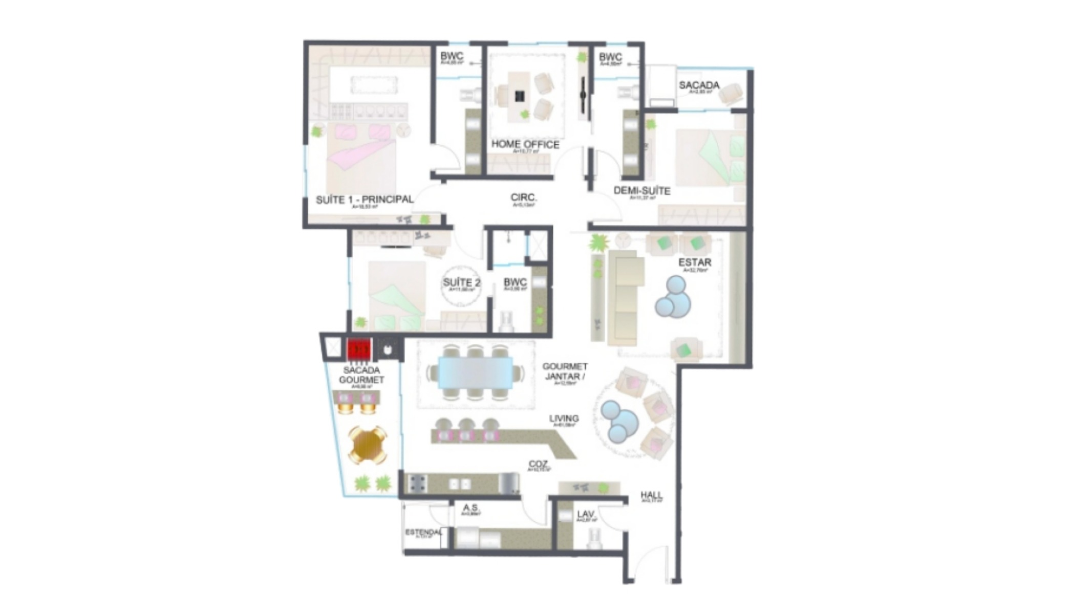 Apartamento com 4 Quartos no Jardins da Brava na Praia Brava em Itajaí - Planta