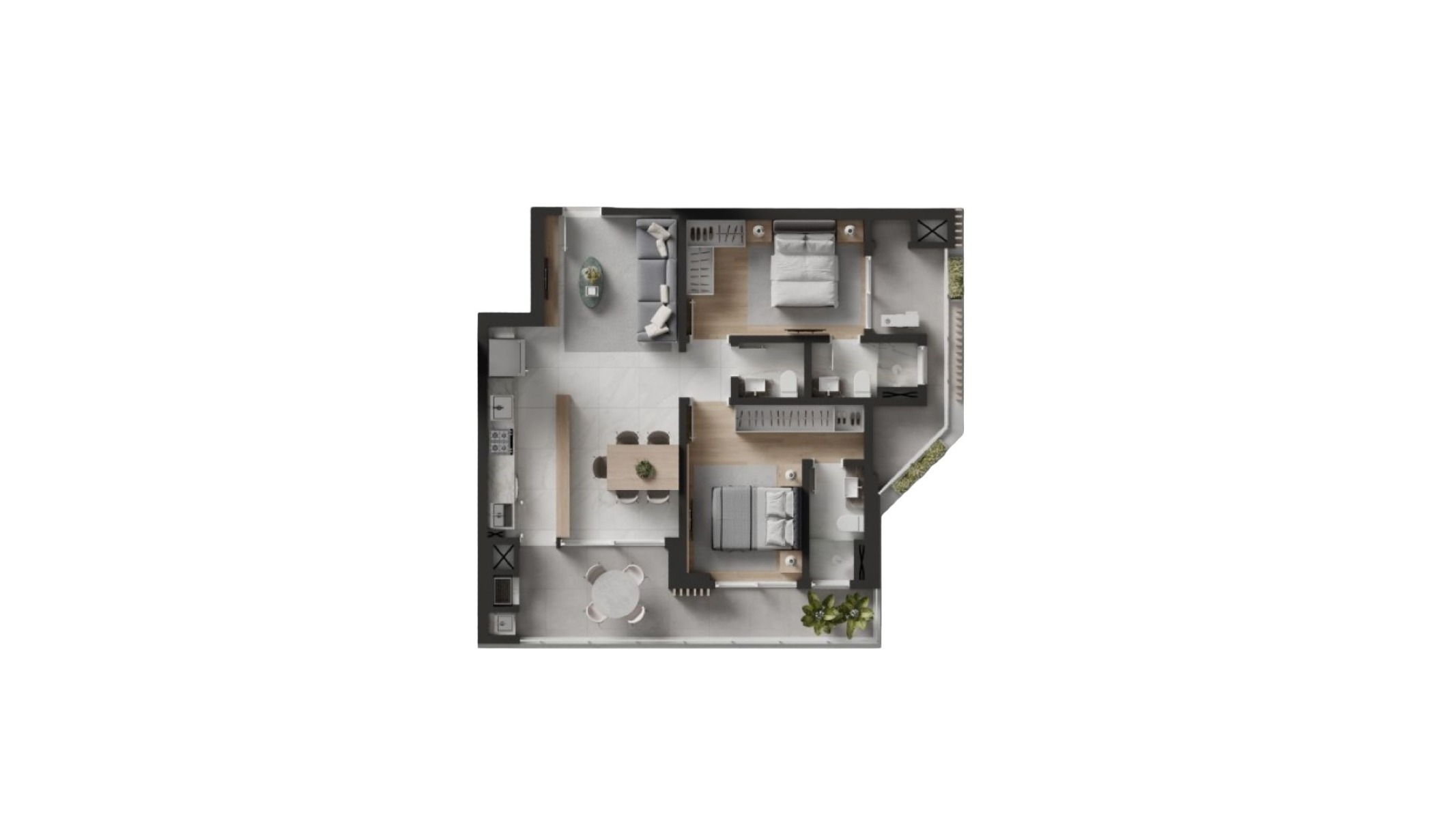 Apartamento na Planta com 02 Suítes no Artefacto Towers na Praia Brava em Itajaí  - Planta