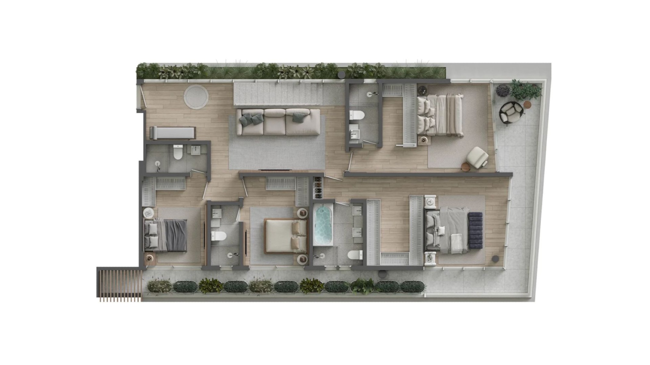 Cobertura triplex frente mar com 4 suítes no Edifício Sense em Praia Brava, Itajaí - Planta