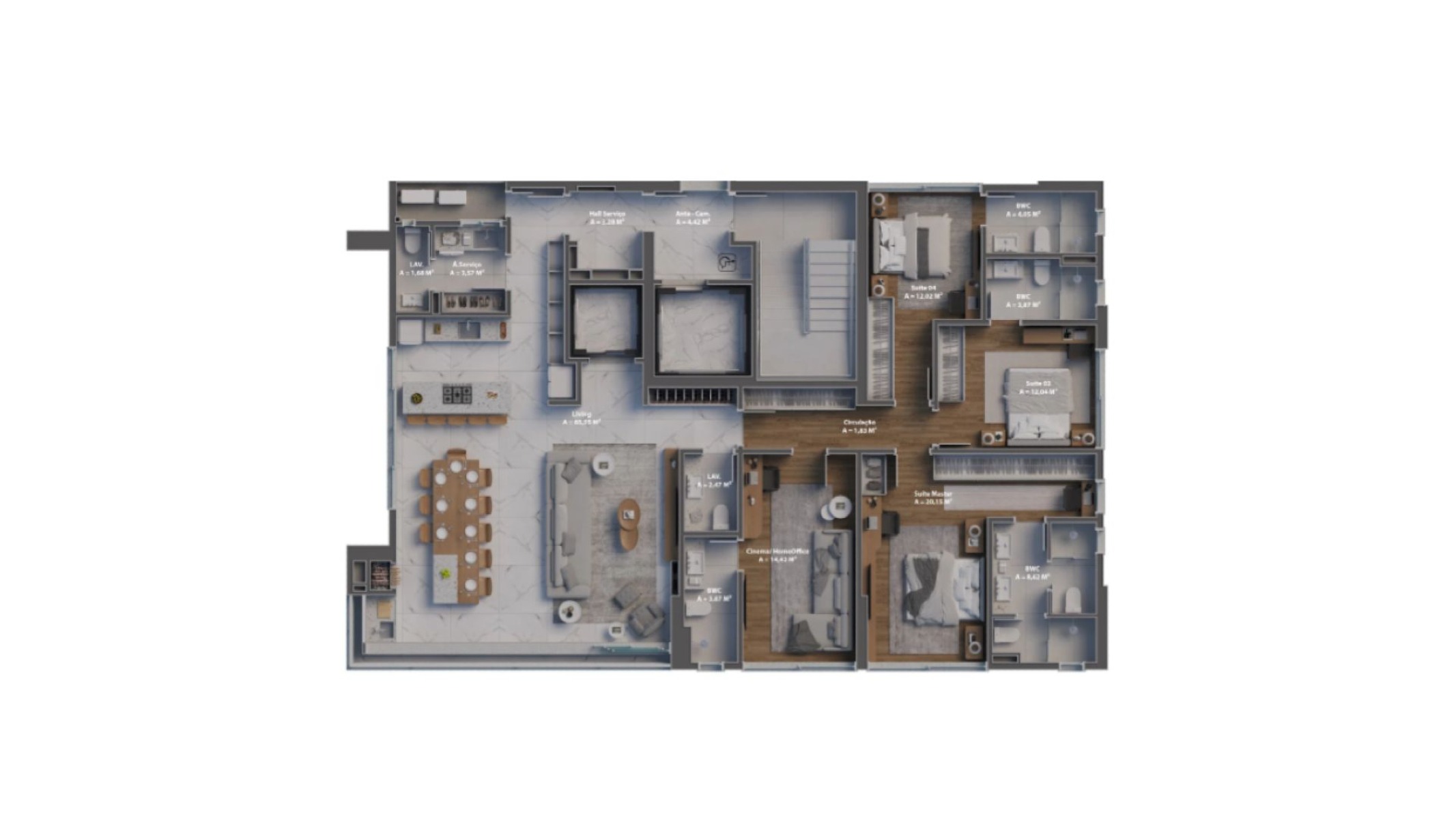 Apartamento na Planta com 4 suítes no Edifício Alicante Casa no Centro de Balneário Camboriú - Planta