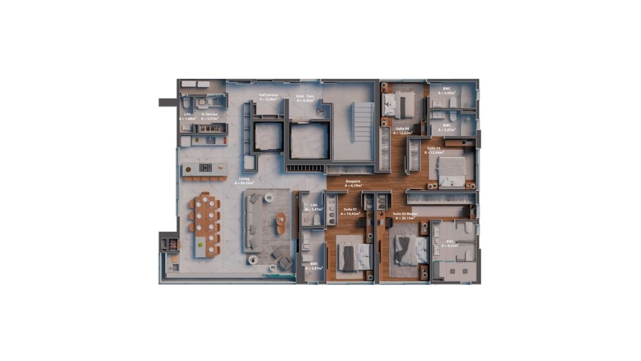 Apartamento 190m² com 4 Suítes no Edifício Alicante Casa no Centro em Balneário Camboriú - Planta