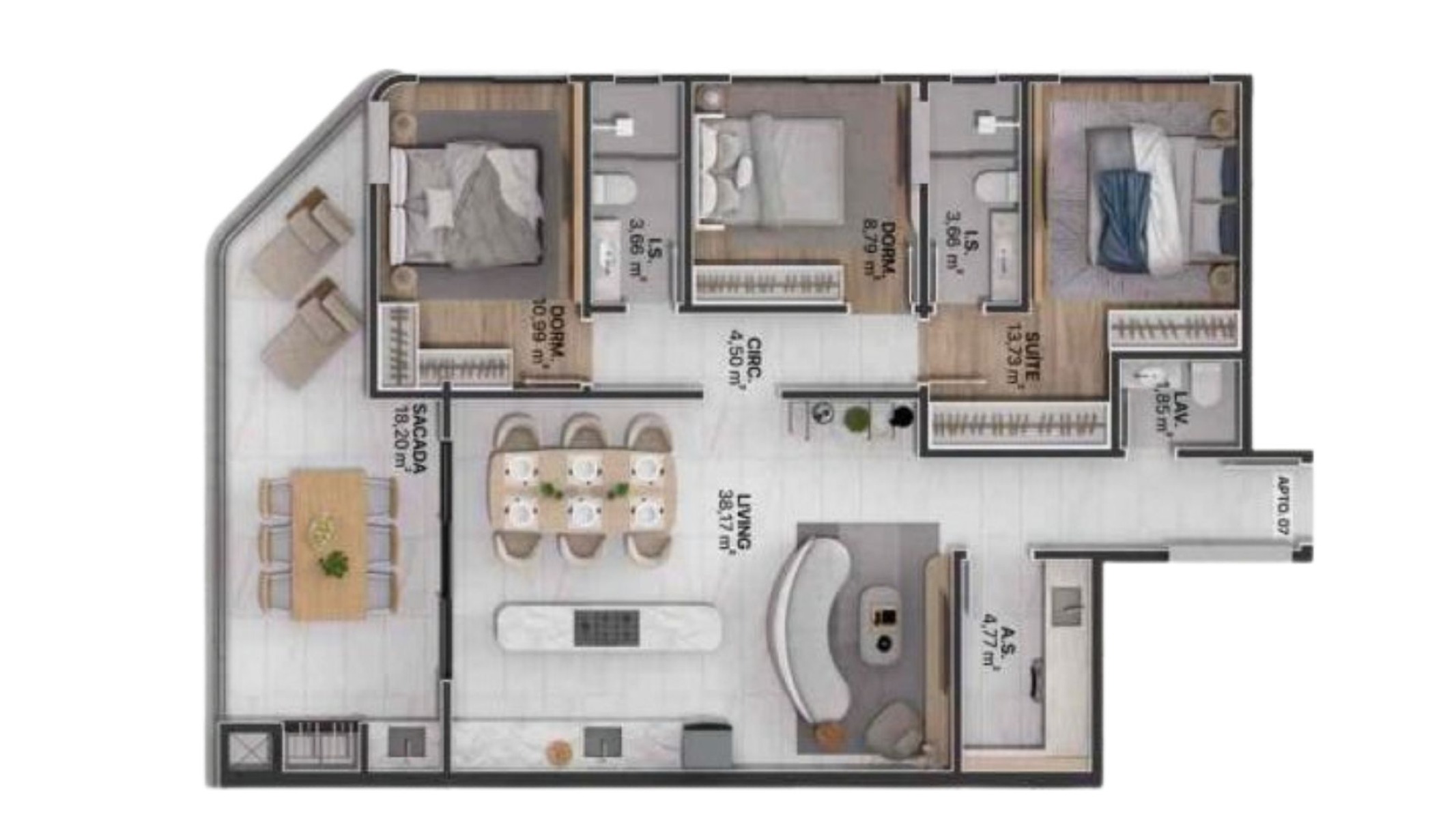 Apartamento com 3 quartos no Splendore na Praia Brava em Itajaí - Planta