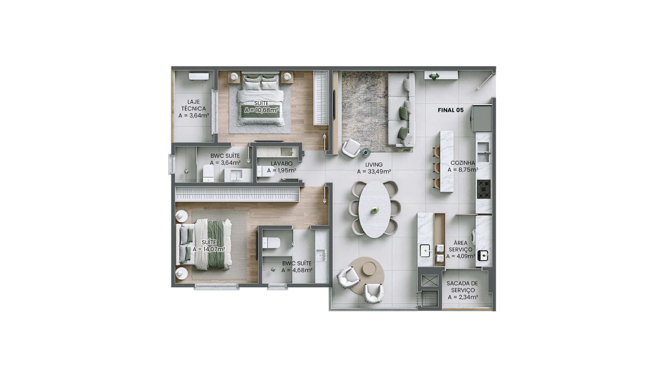 Apartamento com 2 Suítes no Brava Riserva na Praia Brava em Itajaí - Planta