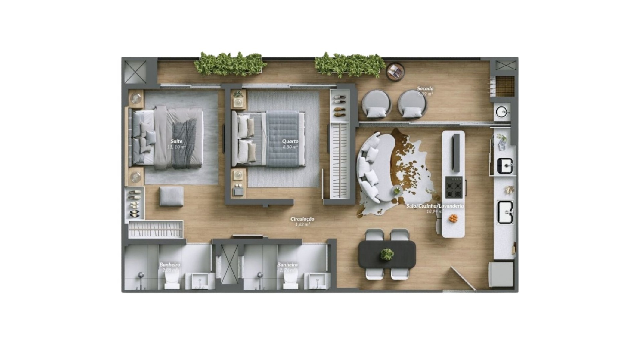 Apartamento com 2 dormitórios no Edifício Pantai Brava House na Praia Brava, Itajaí - Planta