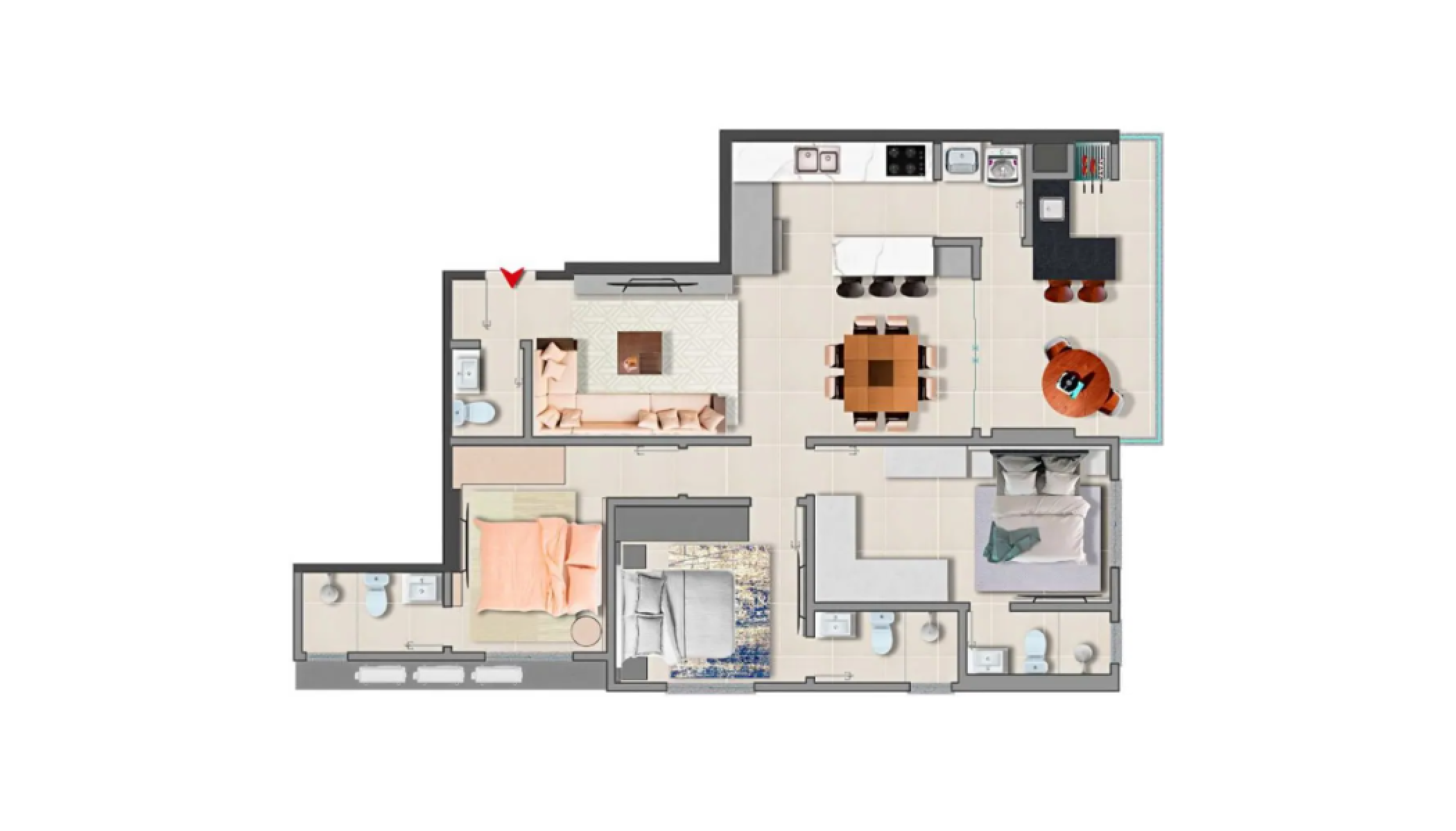 Apartamento com 3 Suítes no Adonai, Jardim Dourado, Porto Belo - Planta