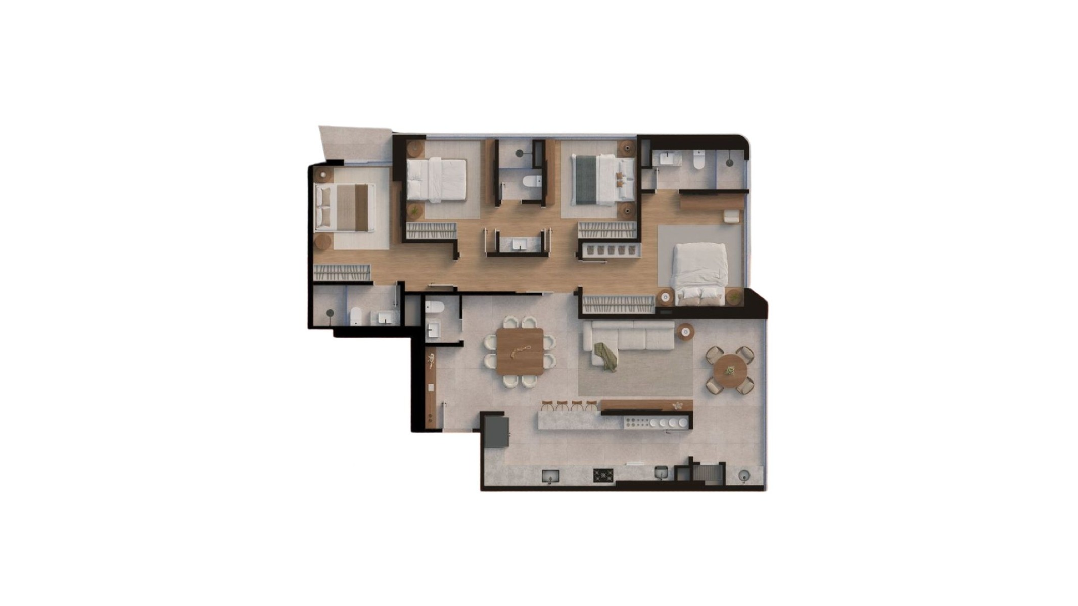 Apartamento com 4 Quartos no La Città, Centro de Balneário Camboriú - Planta
